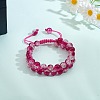 Sparkling Round Glass Braided Bead Bracelet BJEW-SW00082-04-3