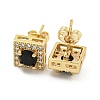 Brass Micro Pave Cubic Zirconia Ear Studs EJEW-P261-15G-2