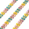 Brass Enamel Leaf Link Chains CHC-F021-02G-02-1