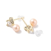 Natural Pearl Dangle Stud Earrings EJEW-P256-59G-2