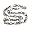 201 Stainless Steel Column and Oval Links Necklace NJEW-F222-20P-1