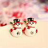 Lovely Christmas Snowman Alloy Rhinestone Enamel Stud Earrings EJEW-N0020-069-2