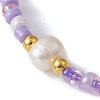 3Pcs 3 Color Natural Pearl & Glass Seed Braided Bead Bracelets Set BJEW-JB09535-4