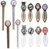 Tibetan Style Bookmark Cabochon Settings and Transparent Oval Glass Cabochons TIBE-SC0001-05-1