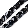 Dyed Natural Black Banded Agate/Striped Agate Beads Strands G-T138-170-4