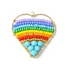 Dyed Natural Magnesite & Glass Seed Beaded Pendants PALLOY-MZ00195-1