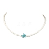 3Pcs 3 Colors Dyed Synthetic Turquoise Starfish & Glass Seed Beaded Necklaces NJEW-JN05330-4