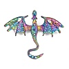 Dragon Alloy Rhinestone Lapel Pins for Backpack Clothes JEWB-G043-01C-1