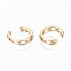 Brass Micro Pave Clear Cubic Zirconia Cuff Earrings X-KK-S356-152G-NF-2