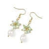 Anti-Tarnish Electroplate Bicone Glass Pearl Teardrop Beads Dangle Earrings EJEW-MZ00765-02-3