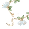 Flower Leaf Shell Pearl & Acrylic Charm Bracelets BJEW-TA00535-02-4