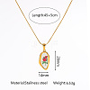 Flower Printed 304 Stainless Steel Geometric Pendant Necklaces for Women WG37CA3-01-2