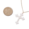 Cross Fleury Acrylic Imitation Pearl Pendant Necklaces NJEW-JN04985-3