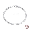 Rhodium Plated 925 Sterling Silver Curb Chain Bracelets BJEW-I314-007D-P-2