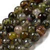 Faceted Natural Dragon Veins Agate Beads Strands G-F447-12mm-L07-1