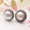 Dome Natural Pearl Stud Earrings PEAR-H026-14-2