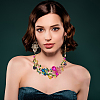 ANATTASOUL Colorful Rhinestone Flower of Life Pendant Necklace & Dangle Stud Earrings SJEW-AN0001-12-5