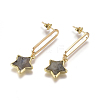 Natural Labradorite Dangle Stud Earrings EJEW-I238-02A-1
