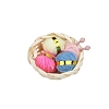 Mini Wood Basket & Wool Yarn PW-WG88830-01-1