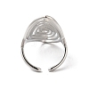 Non-Tarnish 304 Stainless Steel Horse Eye Open Cuff Ring for Women RJEW-C091-05P-3