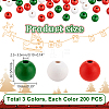 600Pcs 3 Colors Christmas Natural Wood Beads WOOD-GA0001-57-2
