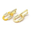 Oval Real 18K Gold Plated Brass Dangle Hoop Earrings EJEW-L268-041G-04-2