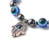 Evil Eye Resin Beads Stretch Bracelet for Girl Women BJEW-JB06763-6