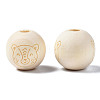 Unfinished Natural Wood European Beads WOOD-S045-151-3