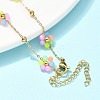 304 Stainless Steel & Synthetic Stone Daisy Flower Chain Anklets for Women AJEW-B031-01G-01-3