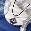 Evil Eye Glass Seed Beads Pendant Imitation Leather Cord Necklaces for Women NJEW-MZ00049-2