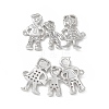 Brass Micro Pave Clear Cubic Zirconia Connector Charms KK-E068-VB361-1