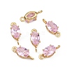SHEGRACE Brass Pave Cubic Zirconia Oval Connector Charms XGRQ2O174-437B-G-2