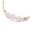 Round Natural Rose Quartz Beaded Bracelats BJEW-JB12806-01-3