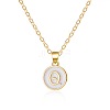 Alloy White Enamel Flat Round with Letter Pendant Necklaces FS-WG63565-17-1