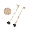Glass Imitation Pearl Round Tassel Stud Earrings EJEW-JE06453-01-4