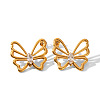 304 Stainless Steel Clear Cubic Zirconia Stud Earrings for Women WGAC3BC-01-5