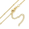 Brass Micro Pave Clear Cubic Zirconia Shield Pendant Satellite Chain Necklaces for Women NJEW-U015-05G-03-3