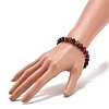 Natural Tiger Eye & Black Agate(Dyed & Heated) Round Beaded Stretch Bracelet BJEW-JB08086-03-3