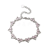 Heart Brass Micro Pave Cubic Zirconia Link Chain Bracelets BJEW-L715-01P-02-4