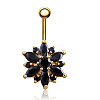 Brass Cubic Zirconia Flower Belly Rings WG7802B-01-2