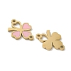 304 Stainless Steel Pink Enamel Shamrock Connector Charms STAS-I322-62G-2