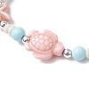 Dyed Synthetic Turquoise Beads & Natural Howlite Round Beads Stretch Bracelets for Women BJEW-JB11792-03-3
