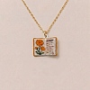 Brass Enamel Book Pendant Necklaces for Women KK-CBAF5B9-01G-10-1