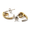 PVD Vacuum Plating 304 Stainless Steel Knot Stud Earrings for Women EJEW-F319-02GP-3