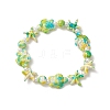 Dyed Synthetic Turquoise & Imitated Pearl Acrylic Beads Stretch Bracelets for Women BJEW-JB14047-3