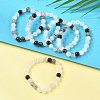 Natural Tourmalinated Quartz/Black Rutilated Quartz Stretch Beaded Bracelets G-A185-01J-1