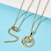 Brass Micro Pave Clear Cubic Zirconia Moon and Sun Pendant 304 Stainless Steel Chain Necklaces for Women NJEW-D341-05G-1