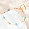 Brass & Synthetic Turquoise Link Chain Bracelets KK-H299-03G-1