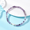 Natural Amethyst Cube Beads Stretch Bracelets for Women BJEW-JB13179-01-1