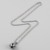 304 Stainless Steel Football Pendant Necklace with Box Chains for Women X1-NJEW-SZC0003-01P-1